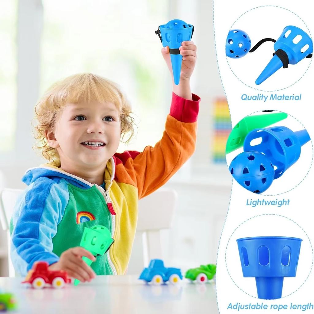 Throw and Catch Ball Set Kids Ball and Cup Hand Eye Coordination Catch Ball with String Outdoor Party Game for Lawn Yard Beach