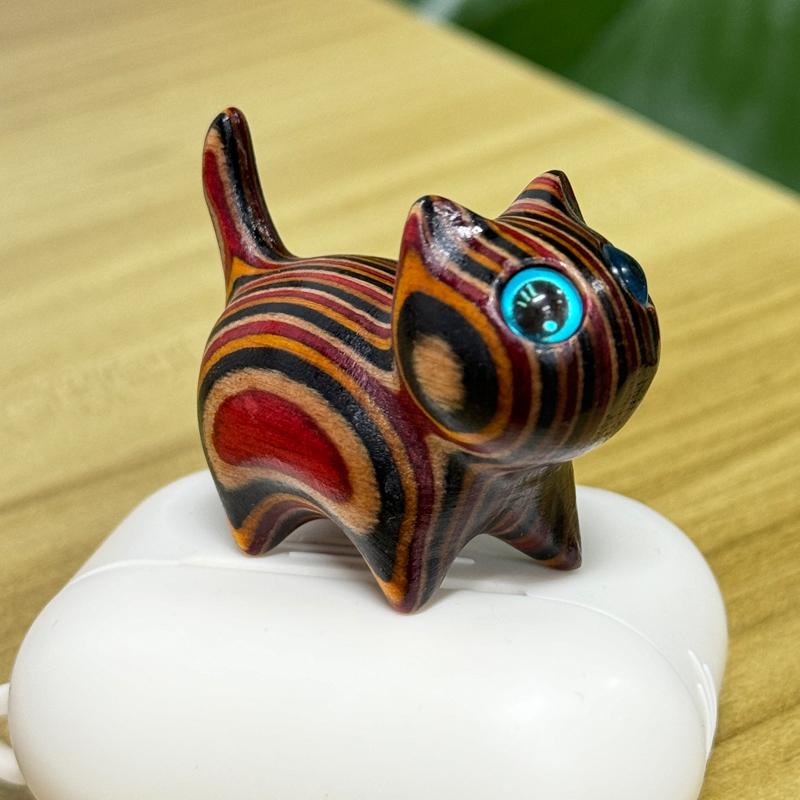 Figuras en miniatura, adorno de gato, lindo gato de madera de colores, accesorios de escritorio para oficina, decoración del hogar, regalo, actividad, recuerdos