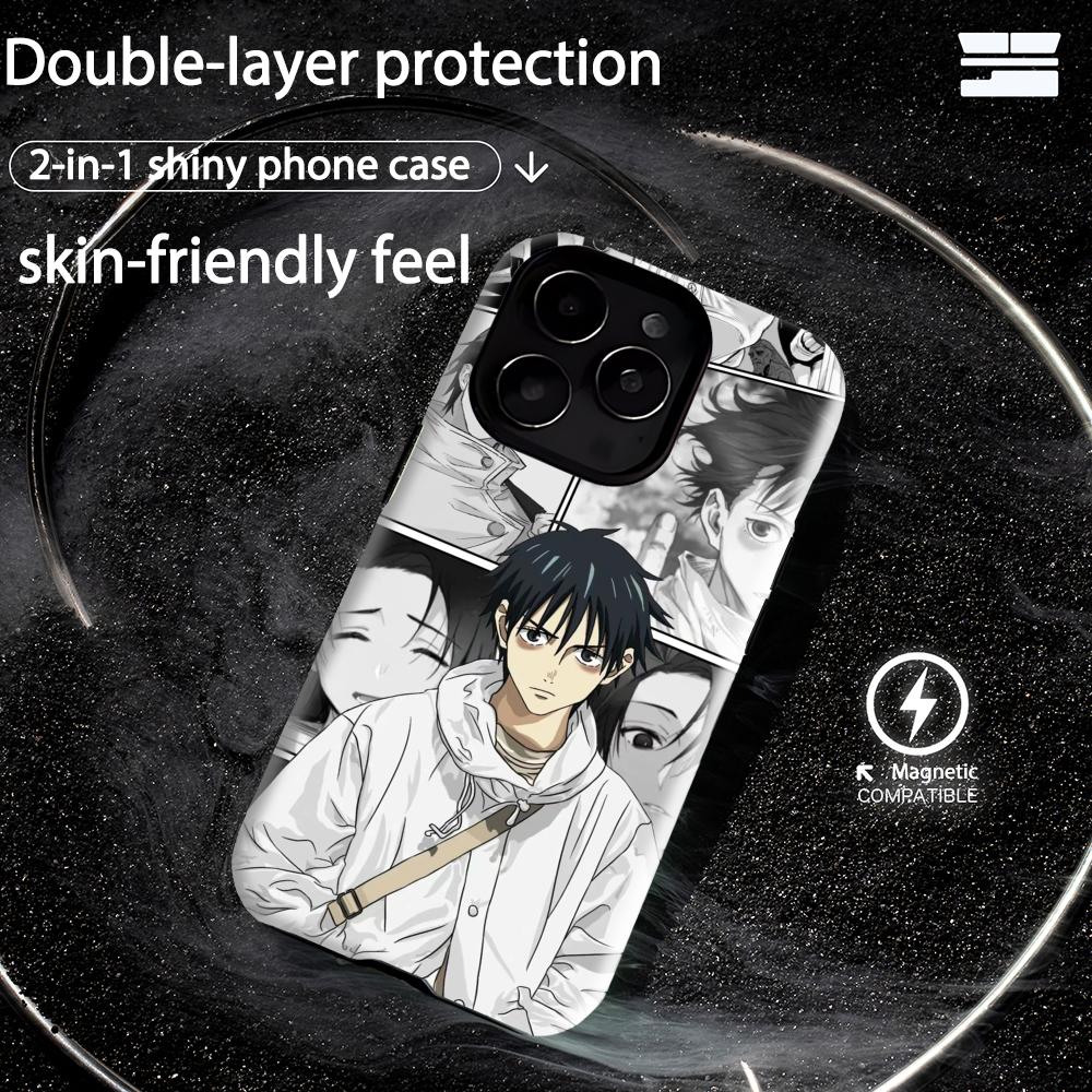 Custodia per Telefono Anime Yuta Okkotsu Jujutsu Kaisen Magnetica 2 in 1 Guscio Lucido Per iPhone 17 16 e 15 14 13 12 11 Pro Max Plus mini XS