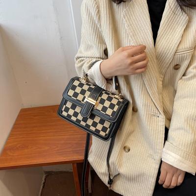 Autumn New Popular Bag Women's Checkerboard Fashion Texture Shoulder Messenger Bag Versatile Fashion Small Square Bag