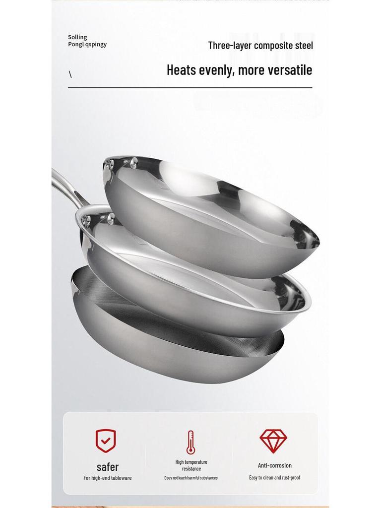 Stainless Steel Universal Frying Pan for Induction and Gas Cookers