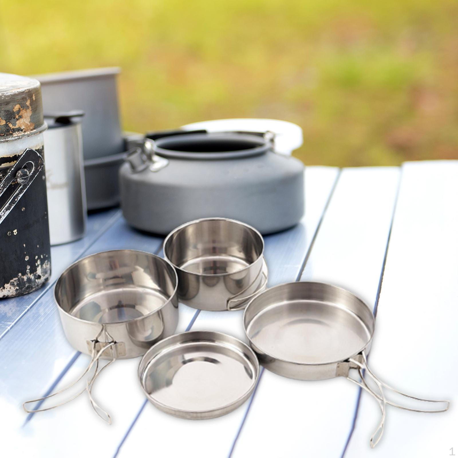 Camping Pots and Pans Set, 4Pcs Cooking Pots, Cookware Set Gear Lightweight