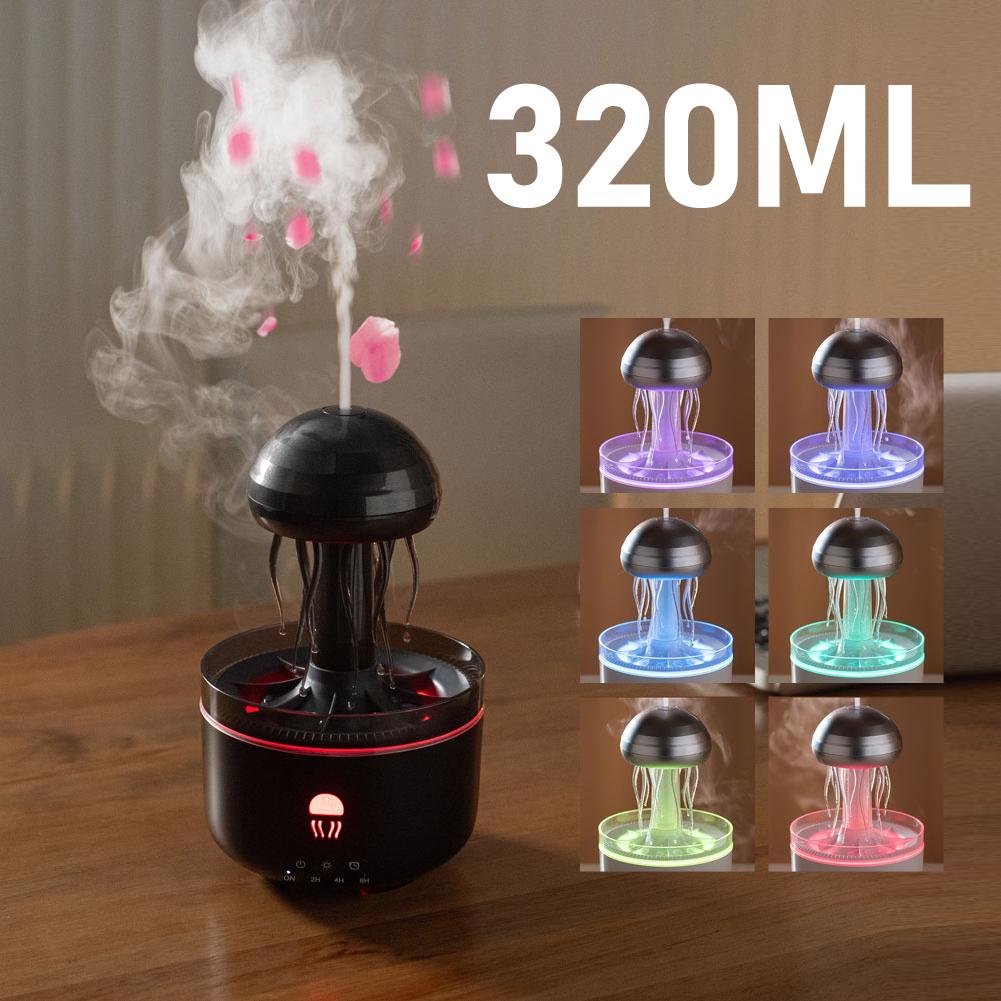 Jellyfish Essential Oils Diffuser Large Capacity Humidifier with 7 Color Lights Jellyfish Aroma Diffuser Raindrop Sleeping Night
