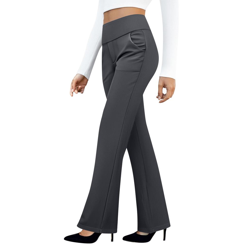Dame Yoga Bukser Casual Bukser Slacks Med Lommer Høy Midje