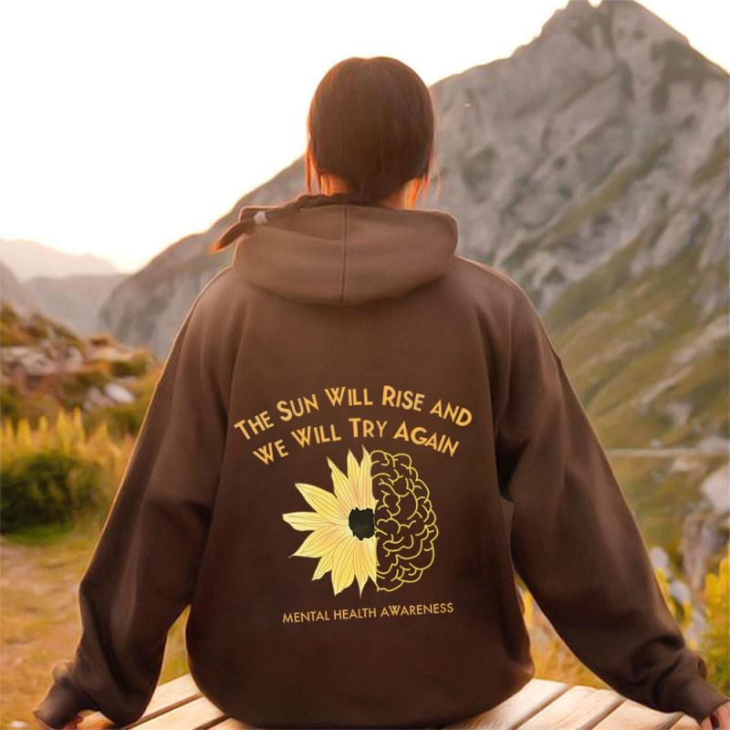 Womens Oversized Hooded Sweatshirt With Floral Print Loose Fit Long Sleeve Cotton Blend Casual Streetwear 2025