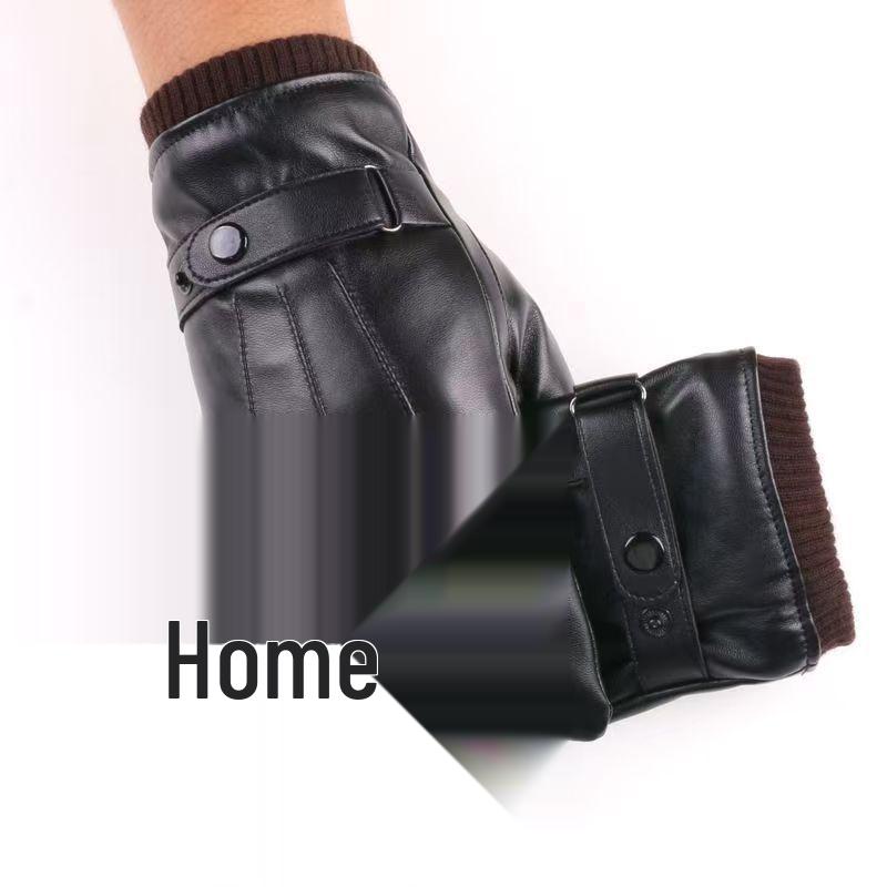 Men's Winter Waterproof Leather Gloves: Fleece-Lined, Windproof, Touchscreen-Compatible for Riding