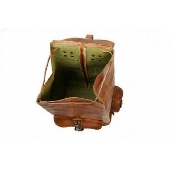 Leather Genuine Bag Rucksack Backpack  Laptop Brown New Travel Men's Real