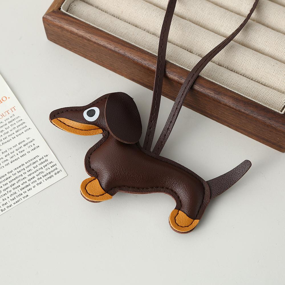 Dachshund leather pendant Korean version diy cute ins puppy bag pendant lanyard couple car pendant