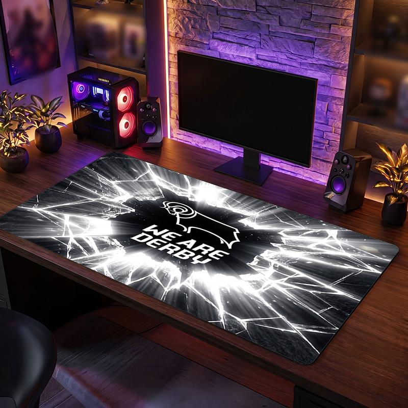 Derby County Fußball Druck Großes Mauspadd, Anti-Rutsch Erweitertes Gaming Schreibtischmatte für Büro Zuhause