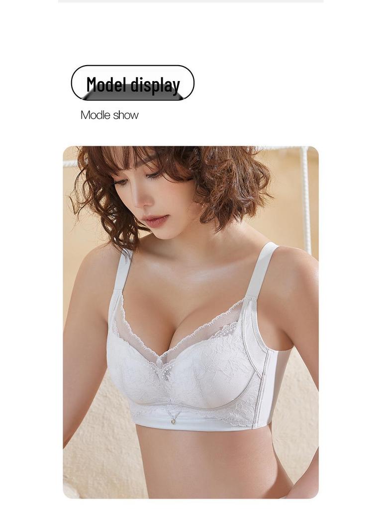 Women's Lace Push-Up Wireless Bra: Medium Thick, Anti-Sagging, Adjustable Support
