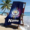Kişiye Özel İsimli Manchester City FC Baskılı Plaj Havlusu, Gezi Kamp Plaj Partisi Ev Dekorasyonu İçin, Aile ve Arkadaşlar İçin Doğum Günü Hediyesi