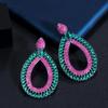 WWJ Trendy Black Golden Color Jewellery Inlay Zirconia Pear Shape Earrings