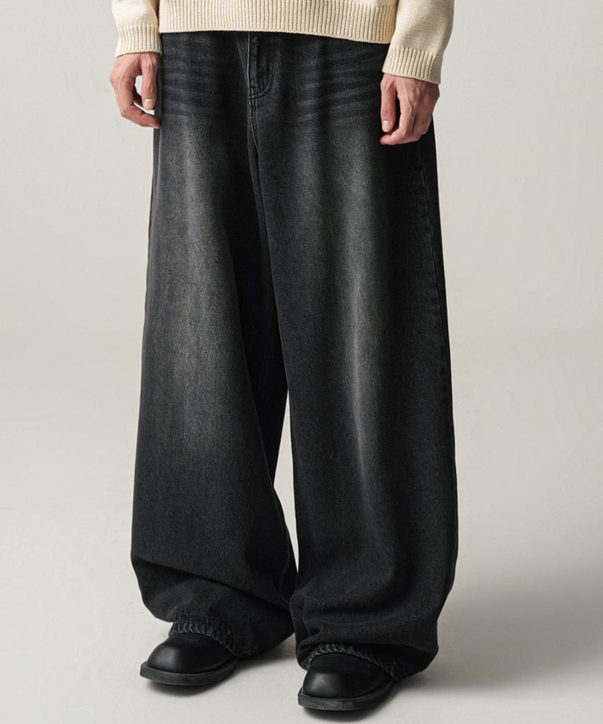 AVANDRESS Basic Brush Daily Wide Pants Washing Black (B Type)