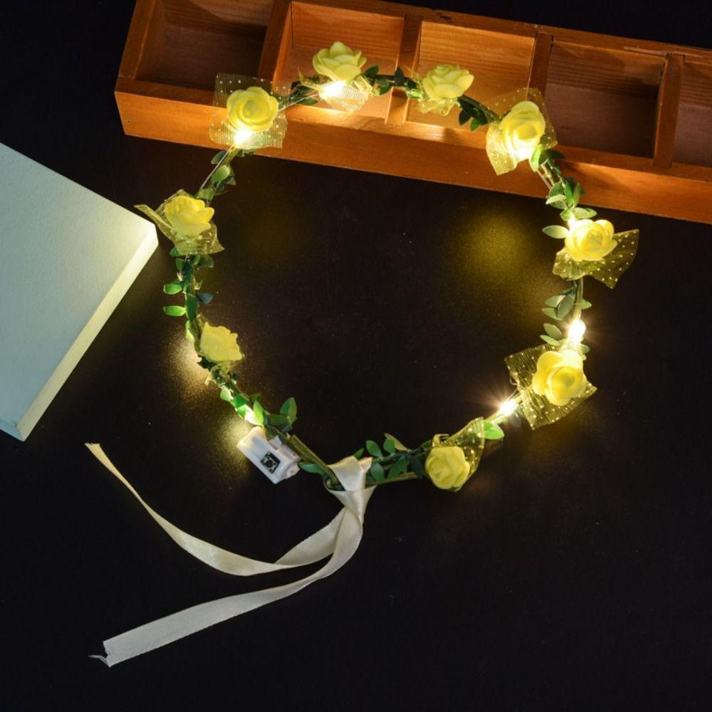 

Повязка на голову Светящийся Цветочный Венок Гирлянда Светящаяся Цветочная Корона Светящаяся Цветочная Повязка на Голову Украшение L