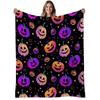 1pc Soft Warm Flannel Blanket - Heavyweight 280GSM Plush All-Season Throw - Halloween & Fall Decor with Pumpkin, Jack-O'-Lanterns In Orange, Purple, G