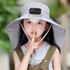 USB Charging Wide Brim Sun Cap Waterproof Sunshade Fan Cap Children's Solar Fan Hat  Hiking