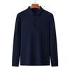 Herren Business Casual Revers Eisseide Markierungsfrei Bügelfrei Langarm POLO-Shirt