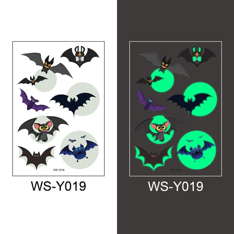 New Halloween Children's Night Light Tattoo Stickers Cartoon Cross Border Bat Party Festival Green 3D