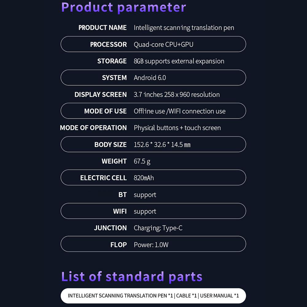 Dictionary Translation Pen Scan Reader Device Text Scanning Reading Translator WiFi/BT Connection Online Photo Translate