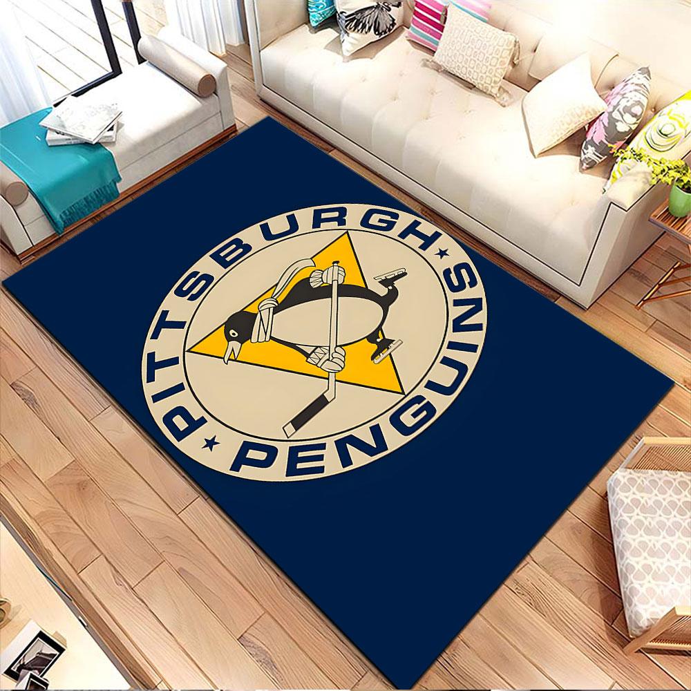 "Pittsburgh Penguins Hockey Logo Design" Patterned Carpet, Non Slip Mat Suitable for Living Room and Bedroom Sofas