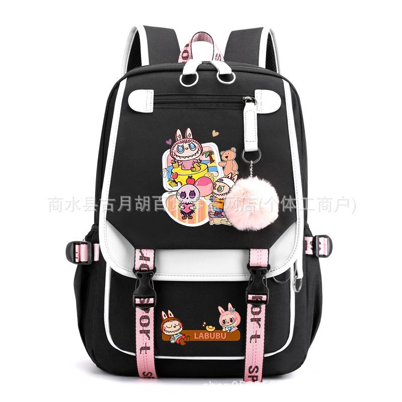 School Bag Printed Backpack USB Port Anime Cartoon Student Large Capacity Canvas Bag