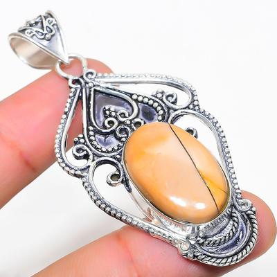 Natural Mookaite Gemstone Handmade 925 Sterling Silver Pendant 2.64" G3h45