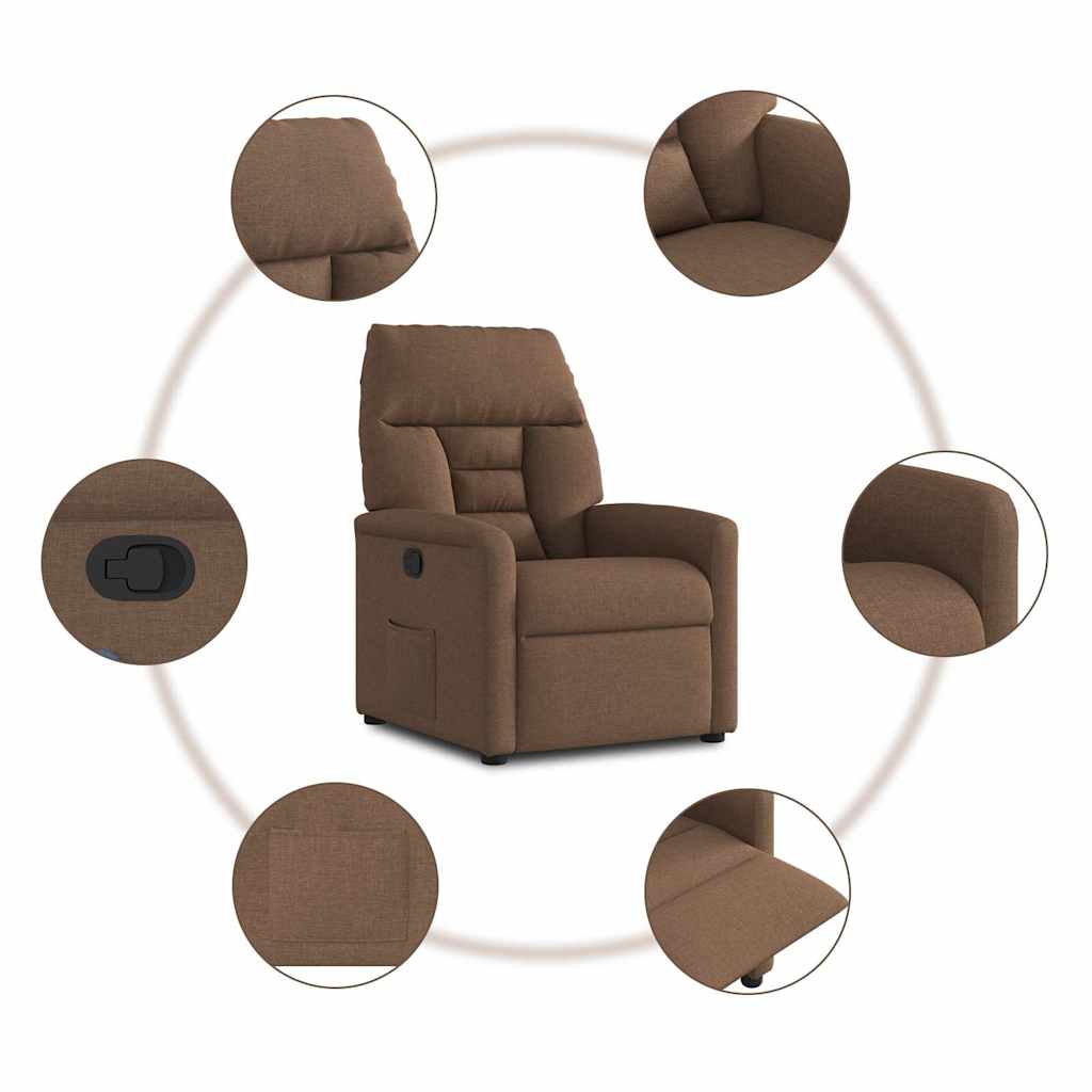 Vidaxl Foldable Armchair, Brown, Upholstered In Fabric