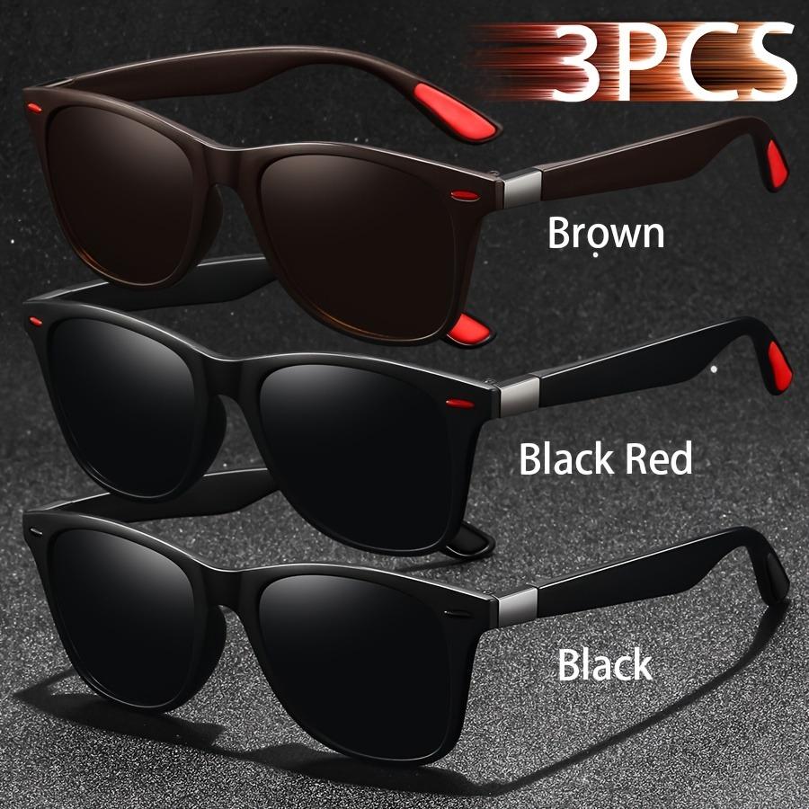 3 Fashionable Retro Square Glasses for Both Men and Women Fishing Travel Rectangular Sunglasses for Men and Women