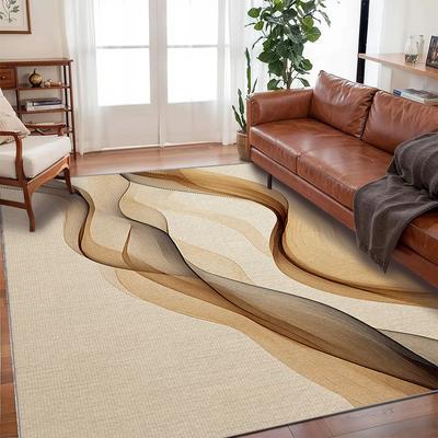 VIKAMA Modern Abstract Line Style Crystal Area Rug,Anti-Slip Office ,study Table,Living Room,Decor Large Carpet
