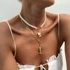 Baroque Simulation Pearl Beads Necklace Retro Love Fish Pendant Jewelry Accessories