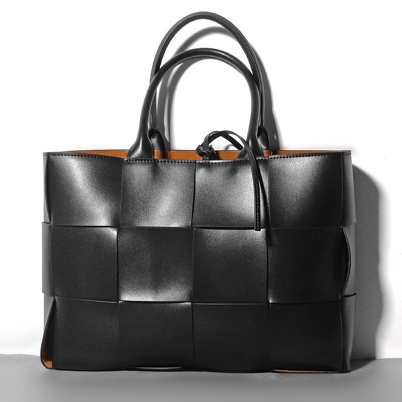 Genuine Leather Bag 2026 Autumn/Winter New Woven Tote Bag Cowhide European and American Foreign Trade Bags Checker Handbag Leather