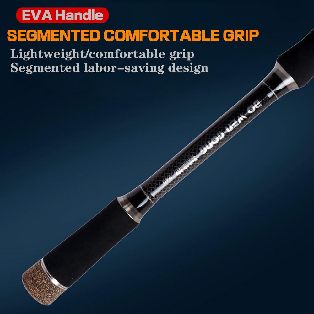 Nueva caña de pescar telescópica de carbono, 1,8 M, 2,1 M, 2,4 M, 2,7 M, 3M, caña giratoria con mango EVA/caña fundida, caña de pescar, aparejos de pesca Jigging