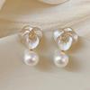 S925 Sterling Silver Pearl Stud Earrings - Light Luxury, High-End, Retro, Ins Style