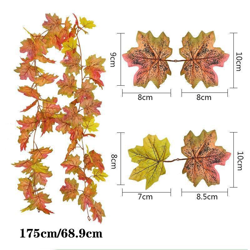 Autumn 180cm Artificial Fall Maple Leaves Garland Hanging Plant Home Party Decor