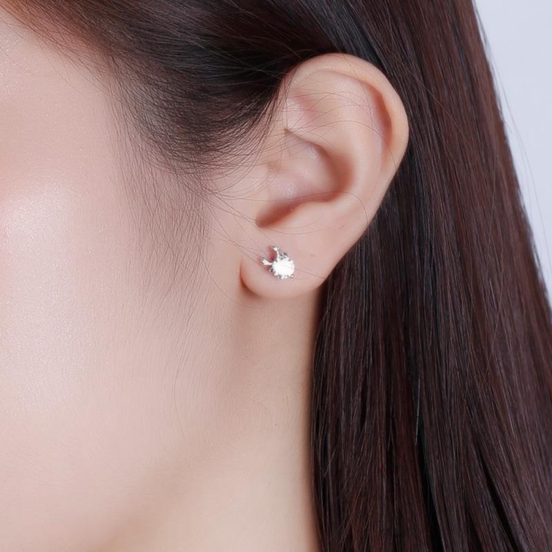 Banyan Tree S925 Silver Deer Antler Diamond Earrings - Korean Style Cute Elk Design for Women