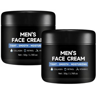 Mens Face Moisturising Cream 50g, For Radiant and Clear Skin with Collagen, Retinol, and Vitamin E - Pack of 2