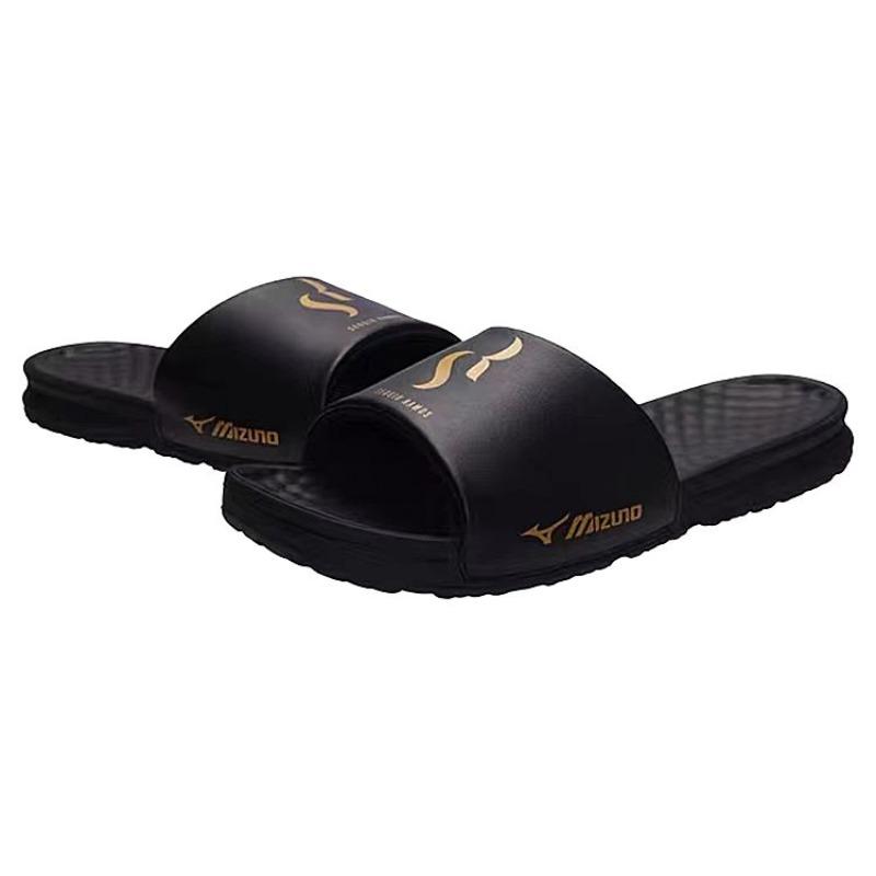Mizuno Alpha SR4 Sergio Ramos Signature Unisex Slide Sandals Black Gold P1GJ230401