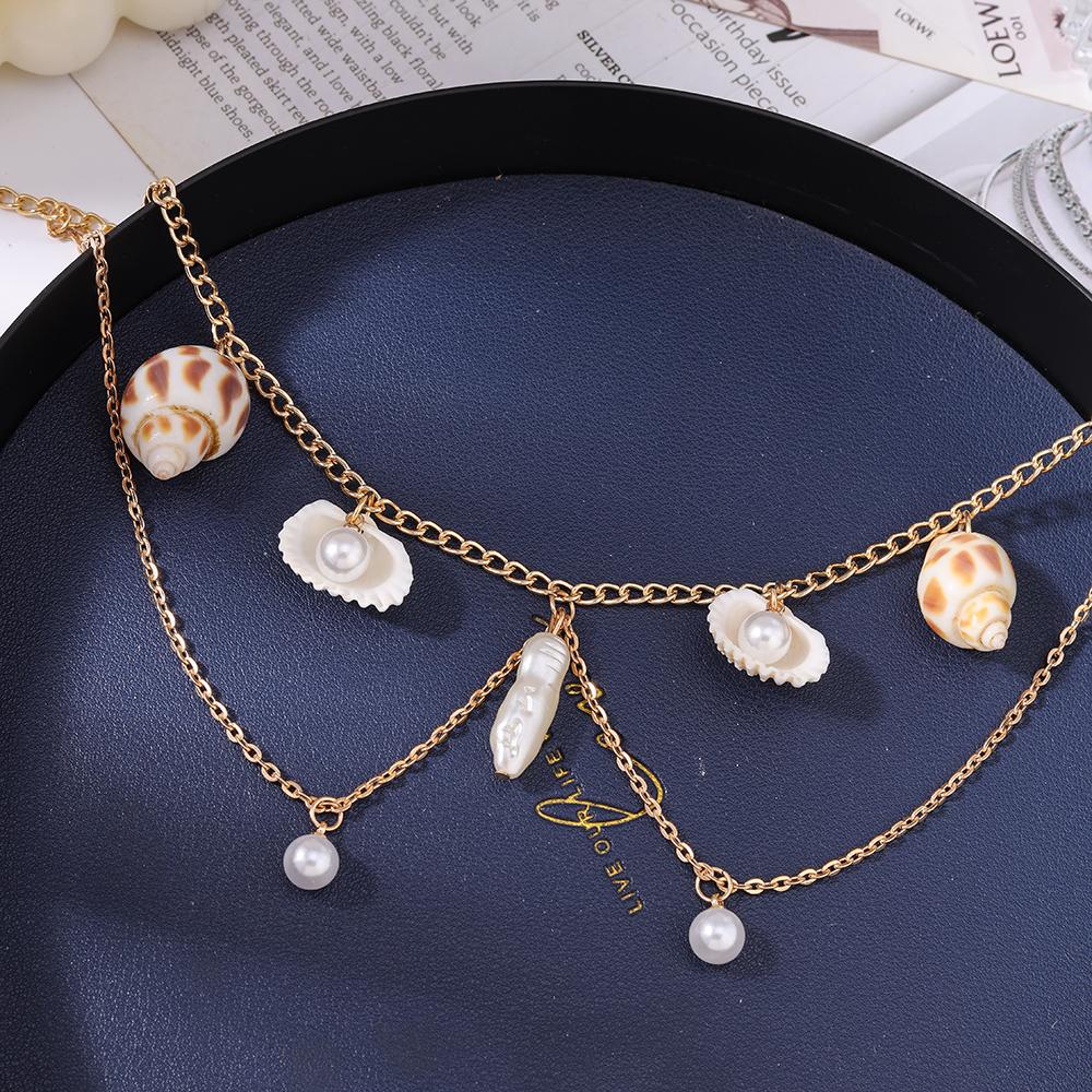 Summer Beach Shell Conch Necklace for Women Girls Pearl Choker Necklaces Bohemia Jewelry Gifts