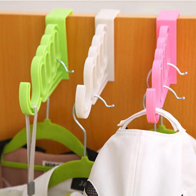 1 5-hole Door Hanging Folding Clothes Hanger Door Back Hook Multi-function Clothes Drying Rack Wardrobe Storage Artifact