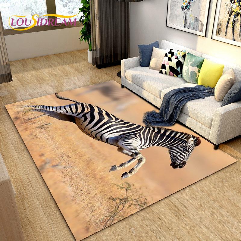 Wild Animal Zebra Area Rug Large,Carpet Rug for Living Room Bedroom Kitchen Doormat Decoration,Children Play Non-slip Floor Mat
