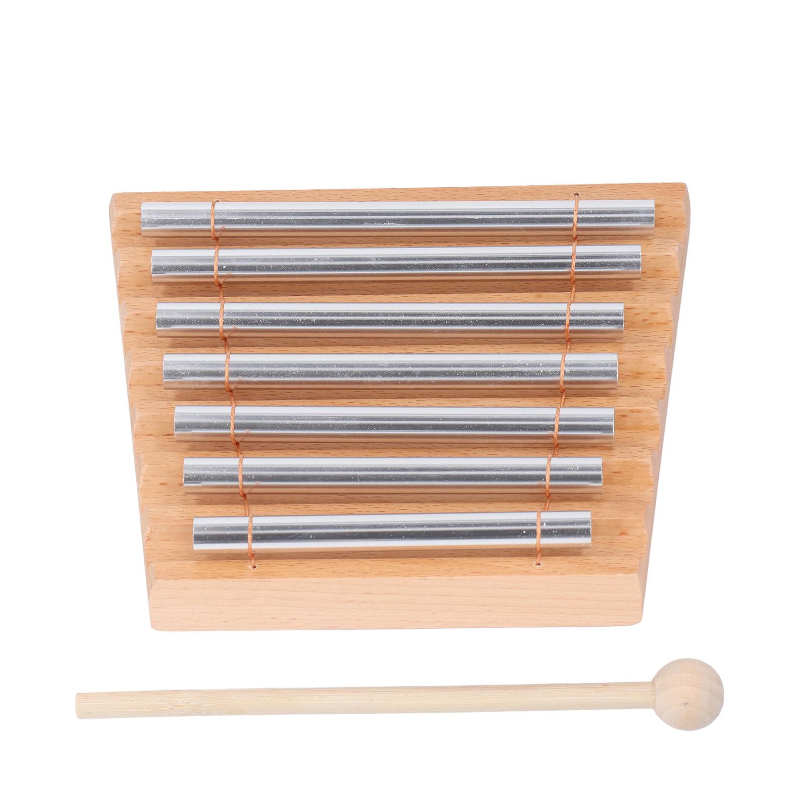 

7 тонов ручной колокольчик с колотушкой металлические трубки деревянный колокольчик ударный музыкальный инструмент для медитации