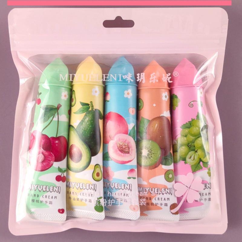 5pcs/box Christmas Gift Ice Cream Hand Cream Set 30g Fruit Fragrance Moisturizing Hydration
