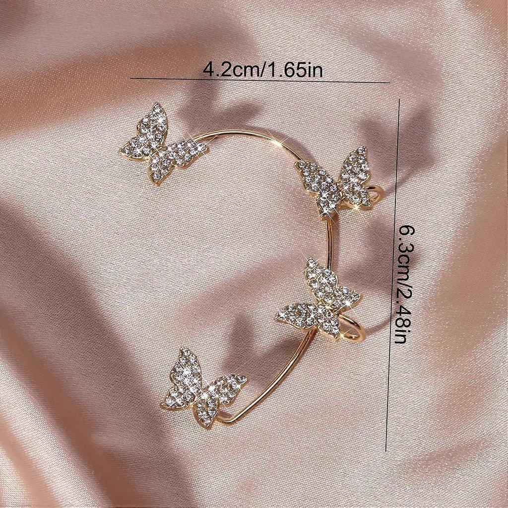 Shining Butterfly Zircon Cuff Earrings Non Piercing Earnings Luxury Jewelry For Women