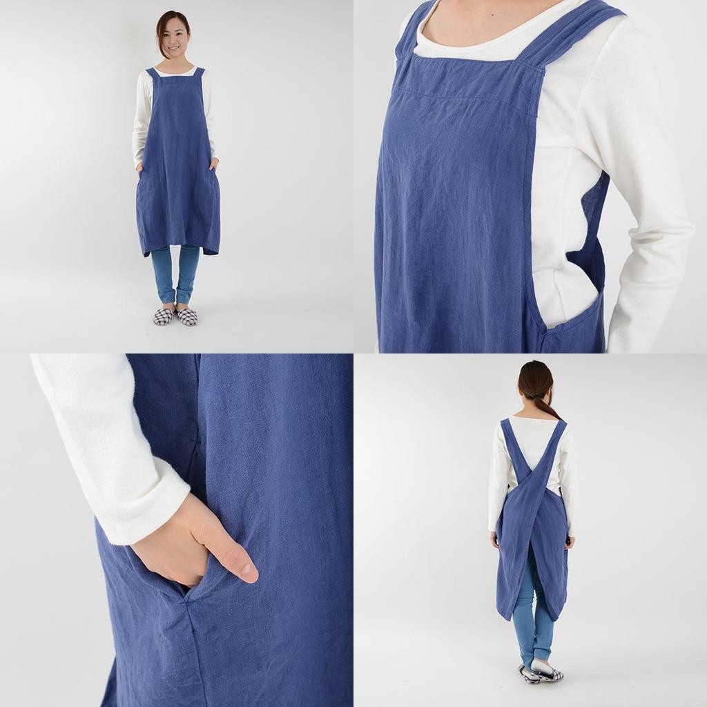 fabrizm Made in Japan Tablier Apron Soft Linen Indigo Blue 1555zindg