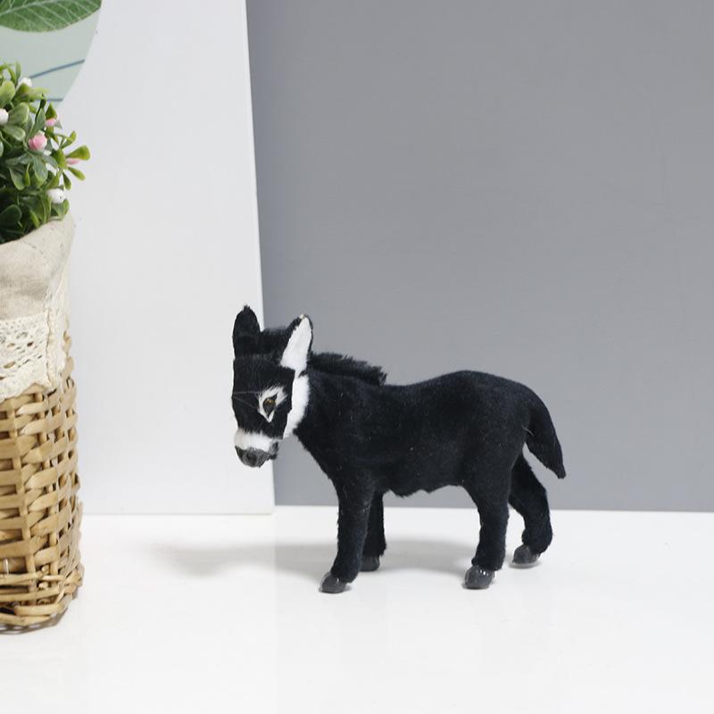 Mini Realistic Donkey Figurine Handmade Artificial Fur Non Stuffed Eco Friendly Desk Decor Gift Car Ornament Keychain