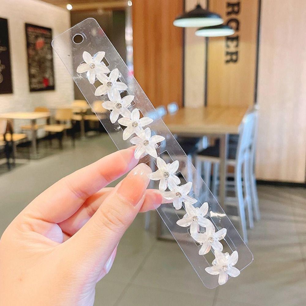 10pcs Children Weaving Headwear Women Girls Headdress Flower Hairpin Crystal Diamond Hair Clip Simple Snap Clip Hair Accessory