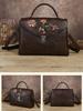 Johnature Chinese Style Genuine Leather Retro Embossed Women's Handbag With Large Capacity Shoulder Crossbody Bag