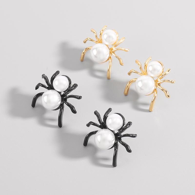 New Dark Retro Punk Earrings Women Exaggerated Pearl Animal Spider Stud Earrings New Halloween Party Accessories Jewelry Gifts
