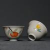 1 Pc Chinese Handmade Ceramic Teacup Travel Meditation Tea Cup Hand Painted Flowers and Plants Tea Bowl Porcelain Tea Set