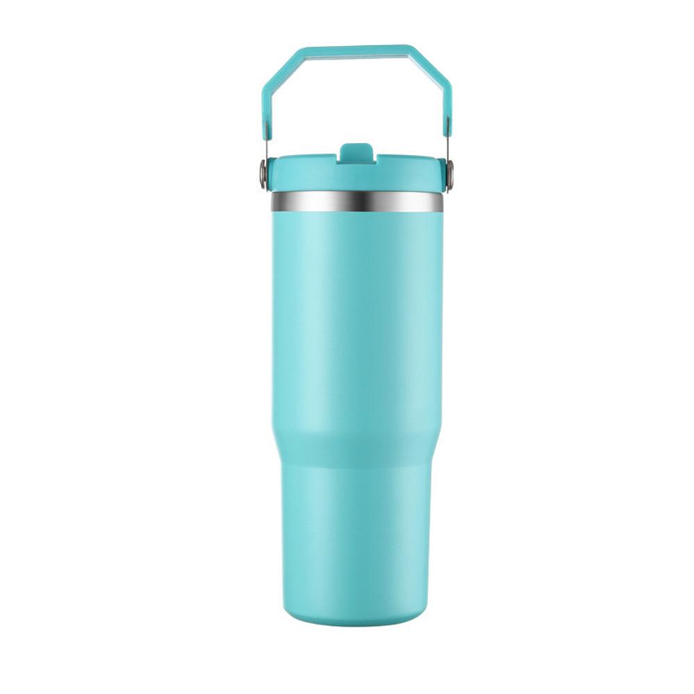 Leakproof Insulated Cup 30oz Large Capacity Water Bottle with Handle/Straw Colorful Tumbler Gift for Travel Car Office Workout